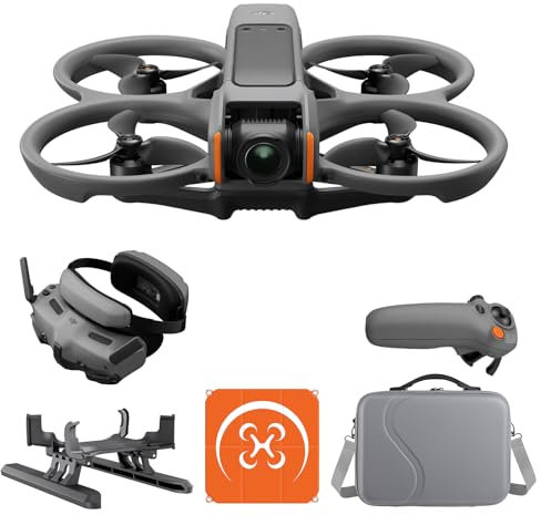 DJI Avata 2 Fly More Combo (1 batería) Bundle, Drone FPV con cámara, con protección de la hélice, voltea/rueda con sólo pulsar un botón, drone con cámara de contenidos POV, incl Goggles 3y RC Motion 3