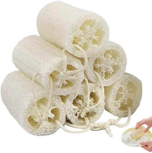 FAYHETG Loofah Svamp, 6 stycken, luffasvamp, luffasvamp, badborste, skrubba, kroppsskrubb, extra grov dusch, peeling svamp för kroppsvård, dekoration, kök, skrubber och luffatvål