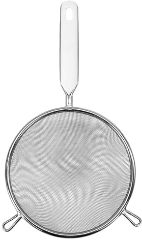 Fackelmann Edelstahlsieb, mittelgroß, weiße Griffeinlage, 16 cm Durchmesser, Silber und Weiß