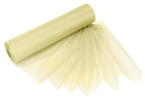 Trimming Shop Organza-Rolle, schneedurchsichtig, 25 m x 29 cm große Organza-Rolle für Stuhlschärpe, Tischläufer, Weihnachtsfeier, Hochzeitsdekoration, Bastelprojekte, elfenbeinfarben