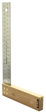 Tischlerwinkel 250 mm Nussbaum mit Edelstahlblatt 35 mm