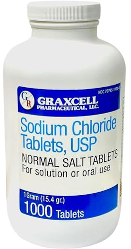 Sodium Chloride Tablets 1gm | Electrolyte Salt Pills for POTS Syndrome and Dysautonomia Support | Rapid Rehydration, Natural Ingredients | (15.4gr.) | 1000 Count | Made in The USA
