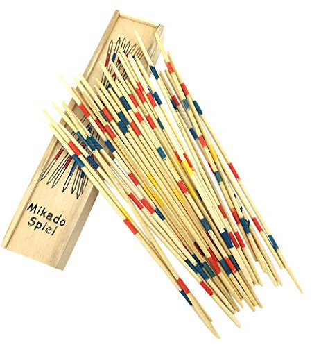 Toysmith TIREOW Traditionelles Holz Mikado Spiel Pick Up Sticks mit Box, interaktives Spiel Lernspielzeug Spielzeug für Kinder Jungen Mädchen