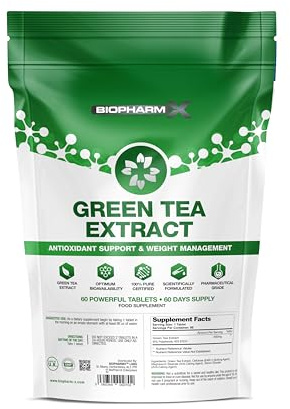 Green Tea Extract 450mg (9000mg Dry Herb Equivalent) – High Strength Pure Green Tea Tablets – 60 Tablets