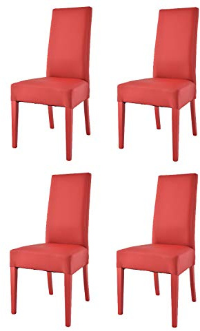 t m c s Tommychairs - Set 4 sillas Luisa para Cocina, Comedor, Bar y Restaurante, solida Estructura en Madera de Haya y Asiento tapizado en Polipiel roja
