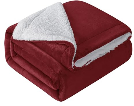 Mixibaby Hochwertige Wohndecken Kuscheldecken, extra Dicke warm Sofadecke/Couchdecke, Größe:150 cm x 200 cm, Farbe:Weinrot
