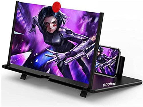 30,5 cm (12 Zoll) Bildschirmlupe Verstärker, 3D-HD-Handylupe Projektor Leinwand für Filme, Videos und Gaming. Faltbare Handyhalterung mit Bildschirmlupe unterstützt alle Smartphones (schwarz)