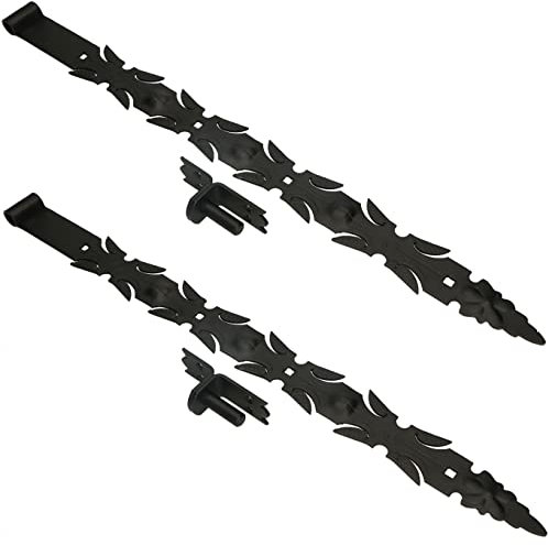 KOTARBAU® Lot de 2 charnières de porte en fer forgé avec gond, 800 mm, charnière de porte, ferrure de construction, ferrure de portail, bande de volet de fenêtre, en acier inoxydable, revêtue par