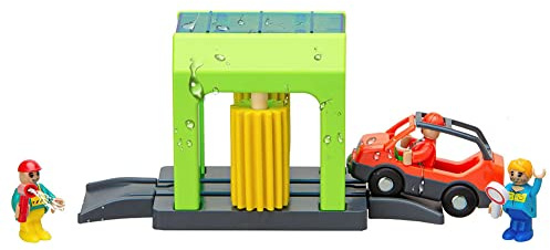 Mini set di giocattoli per bambini Simulazione di giocattoli in plastica Stazione di polizia Autolavaggio Scena urbana Cassetta di sicurezza Set di giocattoli bambini Compatibile con pista di legno