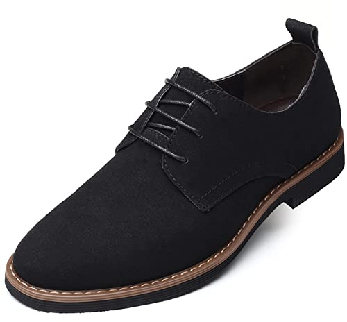 Mens Suede Shoes Dress Shoes Classic Oxford-Fashion Lace Up Derby Shoes Black UK 9