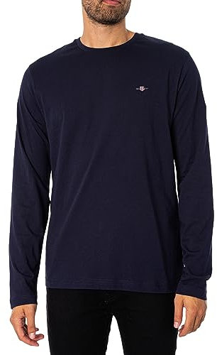 GANT Reg Shield Ls T-shirt för män, Kvällsblå, XXL