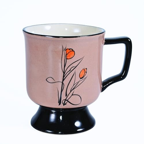 Erkundpresso. Stor mugg kaffekopp/kaffemugg 400 ml med handmålade tulpaner/till jul/bröllopspresenter/bröllopsdag/födelsedagspresent