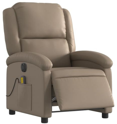 vidaXL Massagesessel Elektrisch, Sessel Verstellbare Rückenlehne Fußteil, Fernsehsessel Relaxsessel mit Liegefunktion, Liegesessel Polstersessel Ruhesessel, Cappuccino-Braun Kunstleder