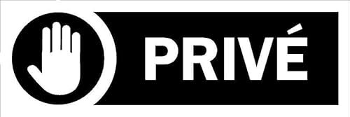 Private, black informational sign FR092 - Self adhesive sticker (300mm x 100mm)