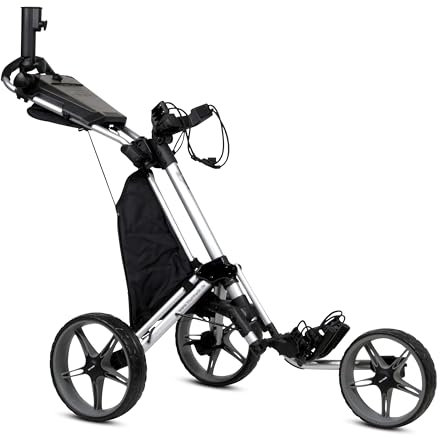 tour made RT-140 Golf Trolley klappbar I Push Golftrolley 3 Rad I Zuladung bis 25kg I Deutsche Markenqualität I viel Zubehör inklusive (Silver-Grey)