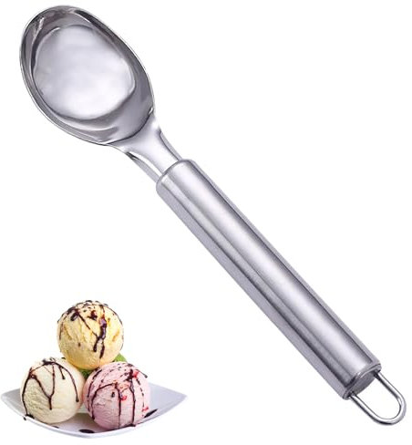 WOLMIK Ice Cream Scoop, Stainless Steel Biscuit Scooper, Melon Baller, Scooper Cones, Special Tools and Gadgets, Ice Cream Spoon, Food Scoop, Dishwasher Safe, Silver