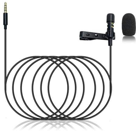 SPTSSWET 4 Pole 3.5mm Lavalier Microphone Compatible with iPad Mac Android Smartphones Omnidirectional Condenser Mic for Podcast YouTube Vlogging Recording 1.5M/4.92FT