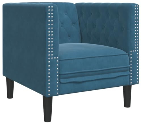 Emmtore Sillón Chesterfield de Terciopelo Azul