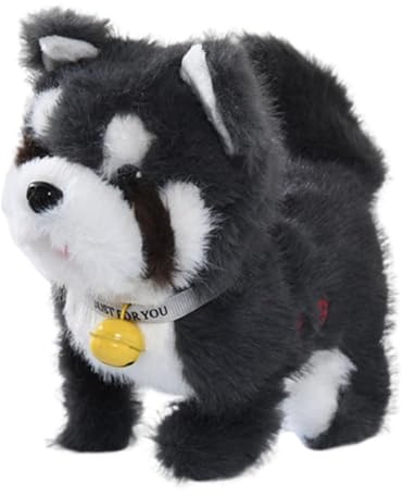 Amagogo Chien en peluche électrique qui marche, parle et chante, animal de compagnie électronique interactif et éducatif pour enfants, Gris