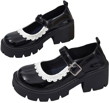 Kvinnor klassiskt block klack Mary Jane skor vintage rund tå ankelrem tjock klack pumpar för fest danser klänning bröllop