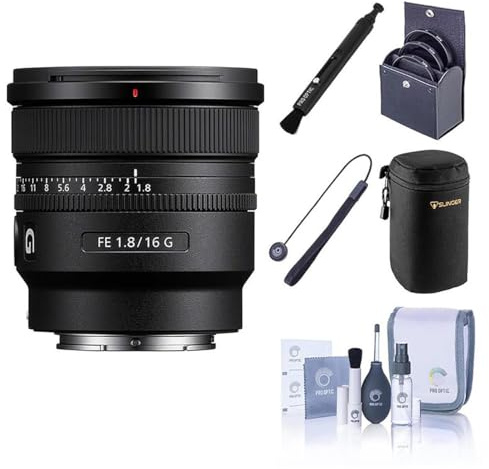 Sony SONY FE 16mm f/1.8 G Lens, Black Bundle with Filter Kit, Lens Case, LensPen Cleaner, Cleaning Kit & Universal Cap Tether, Sony 1-Year Limited Warranty