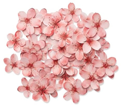 56 Pcs Fleur Comestible pour Gateau, Fleurs de Cerisier Comestibles Décoration Gateau Anniversaire, Decoration Gateau Comestible en Papier de Riz pour Mariage, Fête, Cupcake