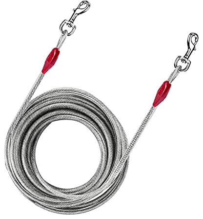 Correa de perro resistente – Cable de amarre – Cadenas de perro de 20 pies para exteriores – Correa de plomo de amarre de 125 libras para estaca en espiral de acero al aire libre camping viajes (20