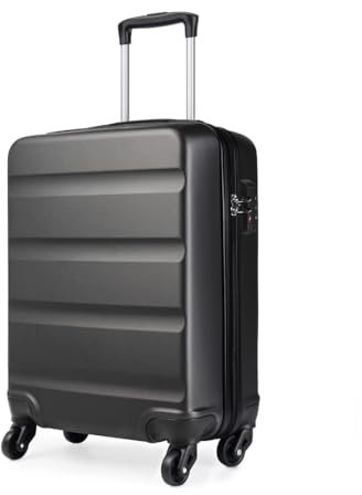 KONO Koffer Trolley Mittelgroß Leicht Hartschalenkoffer aus ABS Reisetasche mit 4 Rollen und TSA Schloss Koffer L 66x45x26cm, 63 Liter, Grau