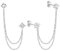 ORAZIO Double Piercing Chain Stud Earrings for Women Girls, S925 Sterling Silver Tassel Chain Dangle Drop Earring Studs with Sparkling CZ 18K Gold Plated Minimalist Earring for Sensitive Ears