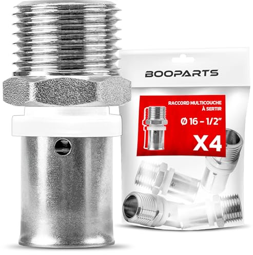 BOOPARTS – 4 Stück Pressfitting Muffe 16x2 mm x 1/2 Zoll Außengewinde TH Kontur | Übergangsfitting für Mehrschichtverbundrohr