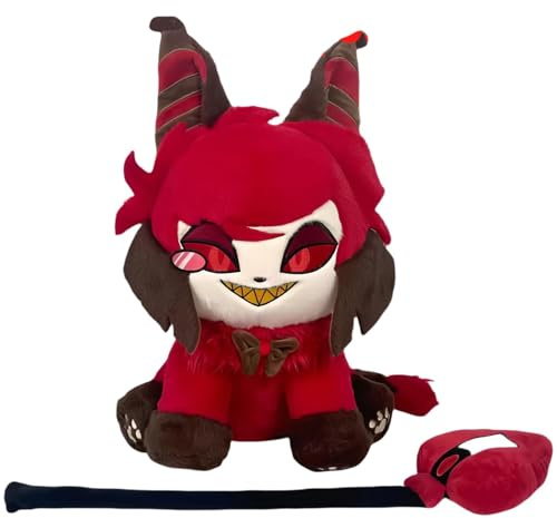 RDCIRP Peluche de l'hôtel Hazbin, adorables Animaux en Peluche, poupées Anges Miaou, Jouets, Personnages Miaou, Anime, Peluches, Oreiller, poupée for Enfants et Adultes(Rouge)