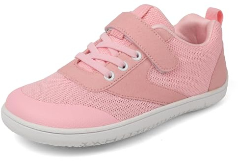 TIAROOTT Scarpe da corsa unisex per bambini nudi, larghe, minimalistiche con chiusura in velcro, per il fitness, il trail tempo libero, traspiranti, leggere, antiscivolo, comode, Colore: rosa., 36 EU