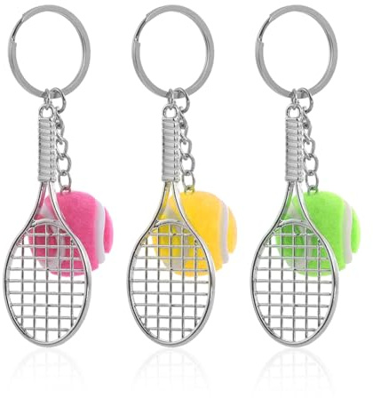 EHDWXVZM 3 piezas de llaveros de tenis, colgantes de raquetas de tenis, mini llaveros, accesorios decorativos de tenis, colgantes creativos y de moda, souvenirs deportivos