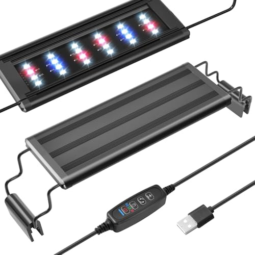 PYPABL Mini Lumière LED USB pour Aquarium, Spectre Complet, Supports Extensibles, Ajustable pour Plantes d'Aquarium, Contrôleur Externe, pour Aquarium d'Eau Douce (21-33cm)