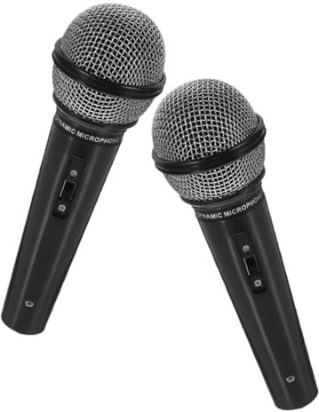 CHICAMPERA 2pcs Black Fake Microphone Prop Toy for Children, Mini Plastic Simulation Microphone Playthings for Party Role Play and Stage Performance