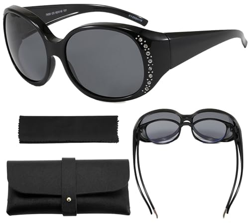 HTTDSLF Surlunettes de Soleil Polarisées Femme Homme, Sur Lunette de Soleil avec Protection UV, Contre l'Eblouissement, Ultra Légères Sur Lunettes de Soleil pour Conduite, Cyclisme, Sport et Loisirs