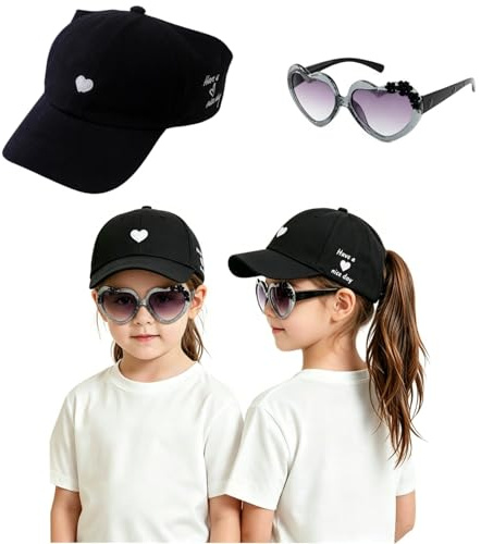 HTTDSLF Casquette de Baseball Filles, Été Chapeau de Soleil Enfant Réglable, Respirant et Séchage Rapide, Casquette Queue de Cheval Fille 2-9 Ans (52-54CM), pour Activités de Plein Air