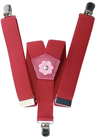 Olata Tirantes de Tela Elastizada En Forma De Y. Tirantes Para Niñas Con Diseño De Flores (1-5 Años) - 2.5cm. Fuscia Rosa
