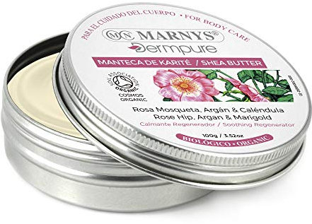 MARNYS Dermpure Burro di Karitè Rosa Mosqueta, Argan e Calendula Biologica 100% Naturale 100 gr