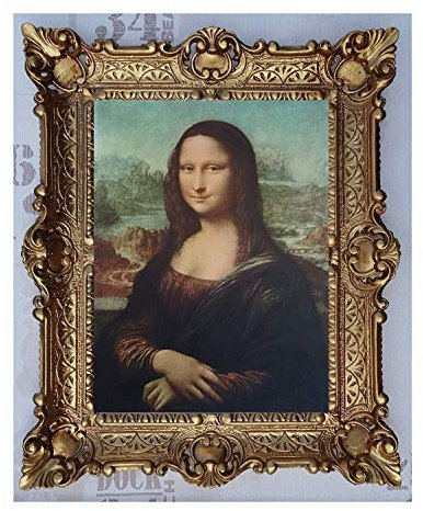 Mona Lisa Bild mit BarockRahmen in Gold Wandbild von Leonardo da Vinci 56x46 cm Kunstdrucke Gemälde Retro Repro Antik für Home Büro Praxis Café 50B