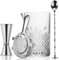 FLOW Barware Glass 4Piece Cocktail Mixing Set, Silver, 700 ml Mixing Glass, Hawthorne Strainer, Japanese Drinks Jigger & Mixing Spoon