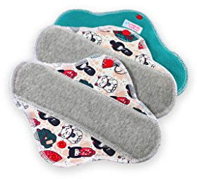 Petit Lulu 3er Pack Wiederverwendbare Menstruationsbinden (Classic), Waschbare Slipeinlagen, Stoffbinden (Größe: Slip, Standard, Ultra) (Japanische Puppen, Stoffbinden STANDARD - 3 Stk)