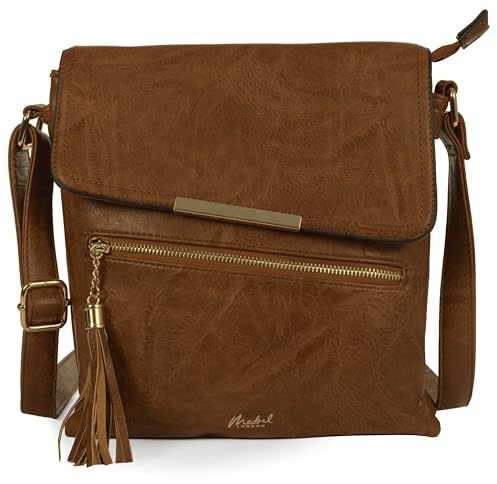 Mabel Women’s Cross Body Handbags - Trendy Messenger Long Shoulder Strap Bags (Design 6 - Deep Tan)