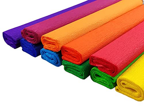 Netuno 10 Rollen Krepppapier farbig sortiert 200 x 50 cm buntes Bastelpapier für Dekoration Geschenkverpackung kreative Projekte Deko Papier farbig Papierrollen Bastelkrepp Floristenkrepp crepe paper