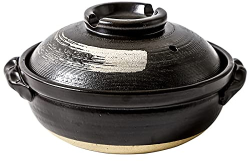MYYINGBIN Japanese Donabe Ceramic Hot Pot Casserole, Round Clay Pot With Lid, Heat Resistant Round Earthenware, Rice Cooker For Stew Soup, 1700ml