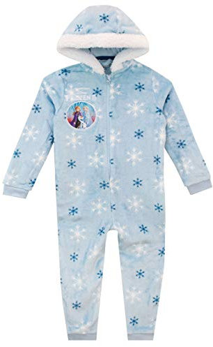 Disney Frozen 2 Onesie For Girls Pyjamas Fleece All In One Kids Fleece Pjs Elsa Anna Zipped Loungewear Blue