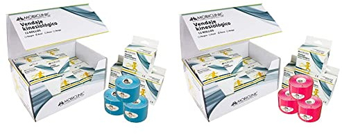 Mobiclinic | Kinesiotape | Vendaje neuromuscular | 5cm x 5m | 12 unidades | Azul | Mobitape +, Vendaje Neuromuscular, Rosa, Pack de 12