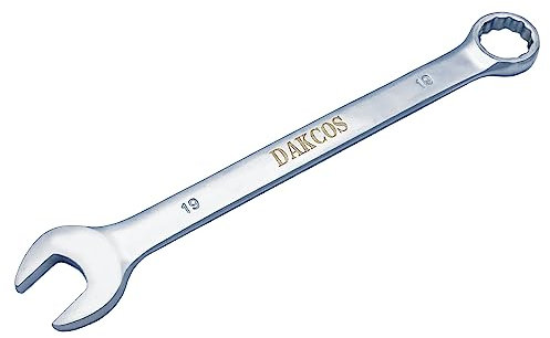 DAKCOS Gabelringschlüssel 19mm Maul-Ringschlüssel aus CR-V mit mattierter Chromoberfläche
