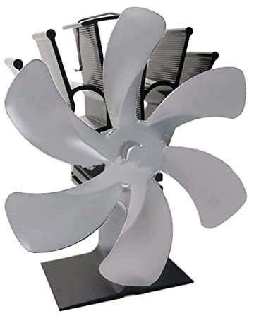L Cloud Kaminventilator mit 6 Flügeln, Ofenventilator wärmebetriebener Ventilator, Holzofenventilator für Holz/Holzofen,Silber