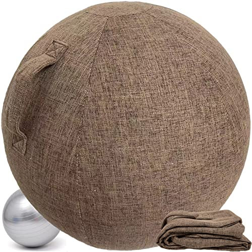 Alywen Ballon, Büro, Sitzball, Gymnastikball, Büro, 55/65/75 cm, Schwangerschaftsball, mit Schutzbezug, rutschfest, Swiss Ball (65 cm, Kaffee-Farbe)